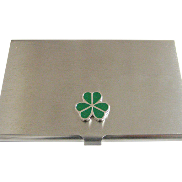Card Holder Four Leaf Clover - St Patricks Day - Green Irish  Green Shamrock Clover Business Card Holder